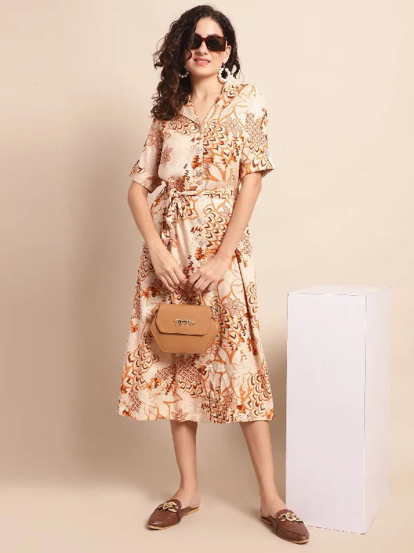 Super Low Prices Women's Casual Shirt collar Multi Color Floral Print Shirt Dress