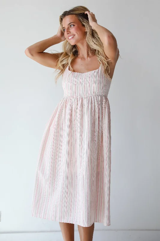 Limited Time Only FINAL SALE - Charmed Energy Pink Striped Midi Dress
