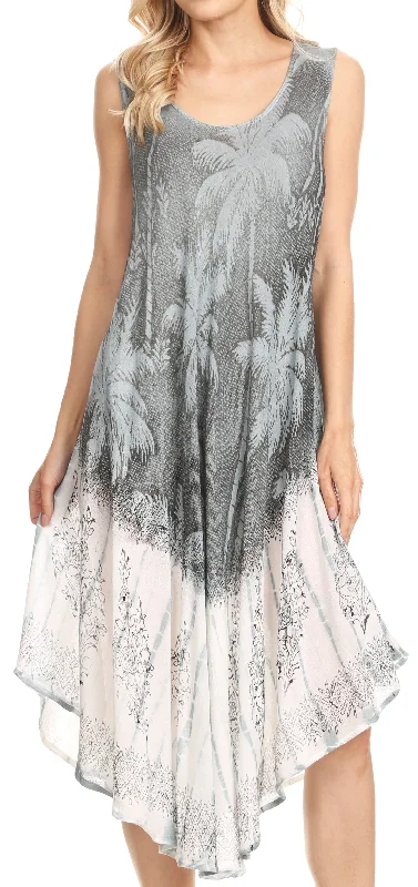Get It Now Sakkas Farzana Women Sleeveless Summer Caftan Midi Dress Tie-dye Light and Fresh Get It Now Sakkas Farzana Women Sleeveless Summer Caftan Midi Dress Tie-dye Light and Fresh