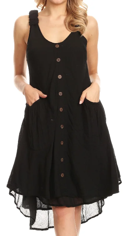 Mega Discounts Sakkas Lian Womens Light Crinkle Summer Midi Dress Sleeveless Flowy with Pockets Mega Discounts Sakkas Lian Womens Light Crinkle Summer Midi Dress Sleeveless Flowy with Pockets