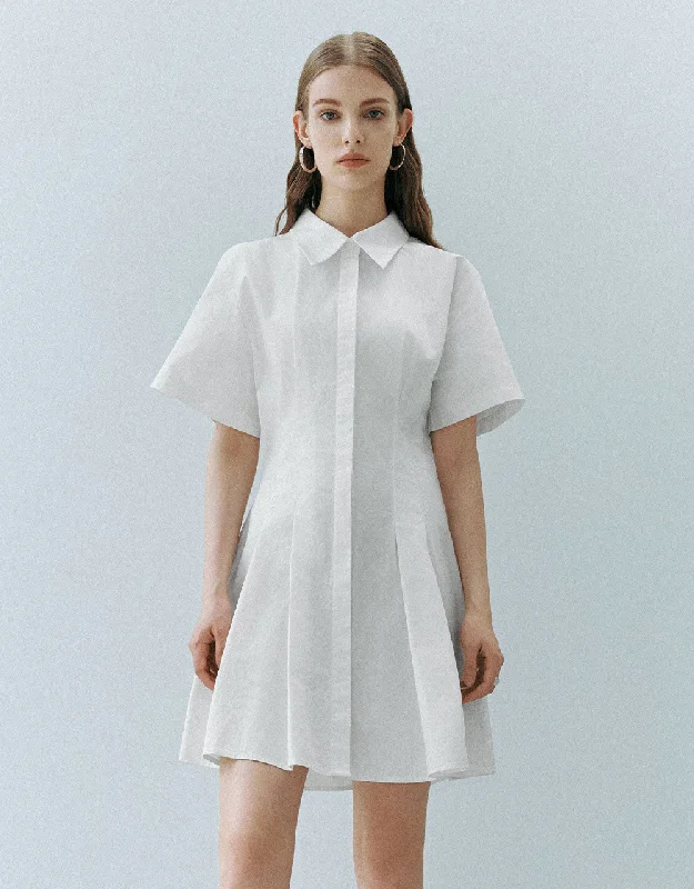 Seasonal Discounts Lapel Skater Shirt Dress