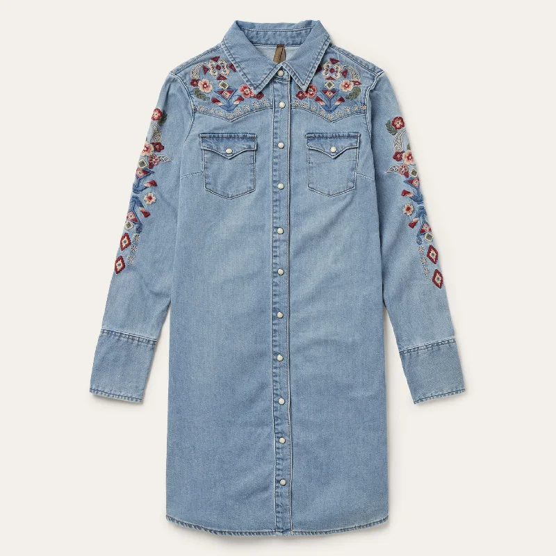 Today Only Embroidered Denim Shirt Dress