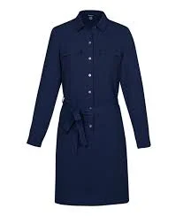 Limited Offer Fashion Biz RDO69L  Chloe Womens Georgette Shirt Dress - Navy