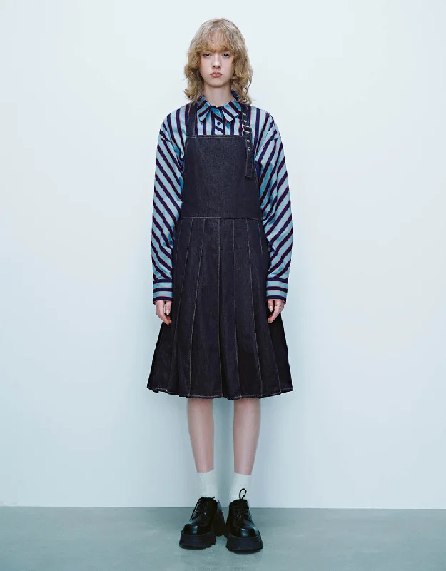 Exclusive Discounts Just for You Halter Neck Midi Denim Pinafore Dress