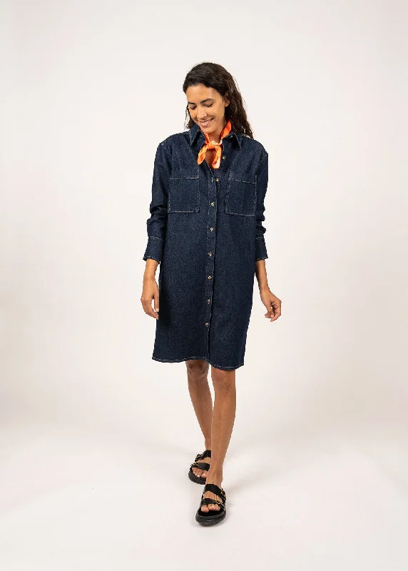 Exclusive Offer Roxane denim shirt dress - with contrast stitching (JEAN)