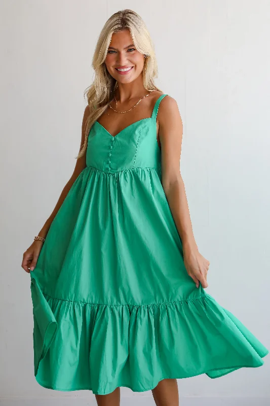 Today’s Special Discount FINAL SALE - Sophisticated Influence Green Midi Dress