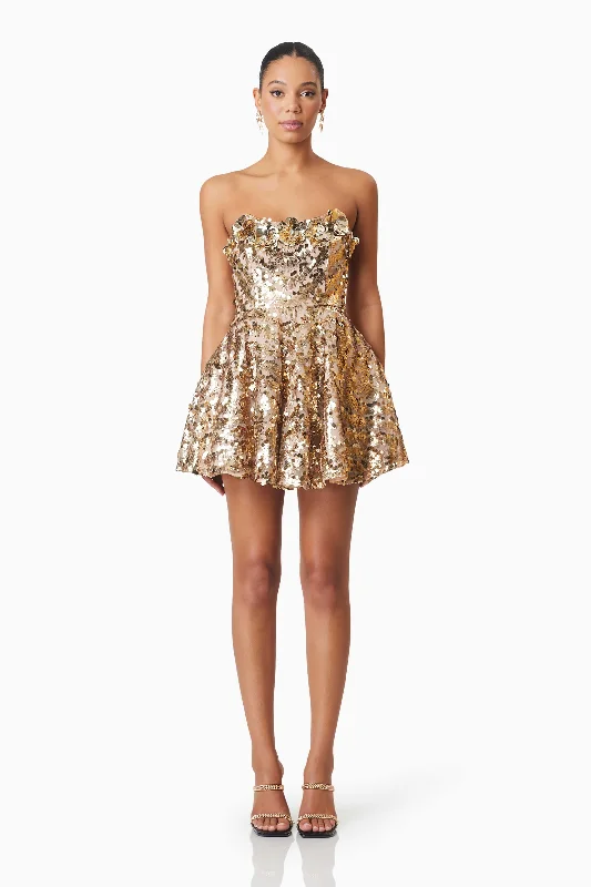 Flash Sale Alisha Strapless Fit & Flare Mini Dress In Gold