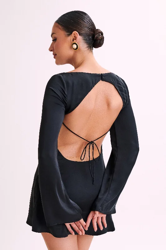 Don’t Miss These Deals Ariana Satin Mini Dress With Cowl - Black