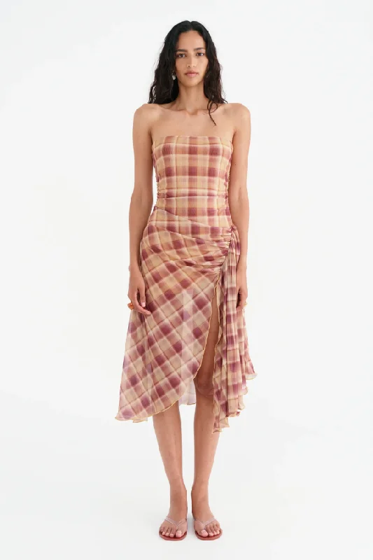 Hurry, Don’t Miss Out Camilla Hanky Hem Dress Toffee Check