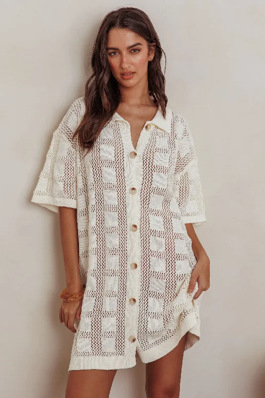 Deal of the Week Best Friend Knit Shirt Dress Beige