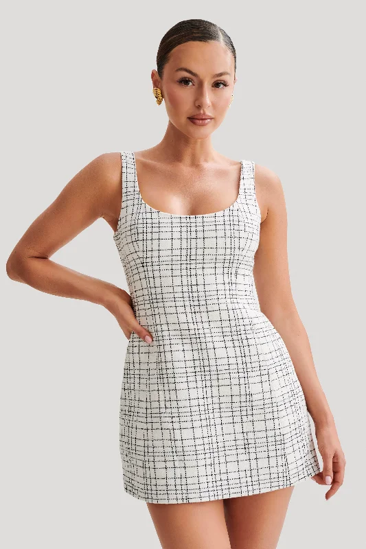 Flash Price Drops Beth Tweed Mini Dress - White Check