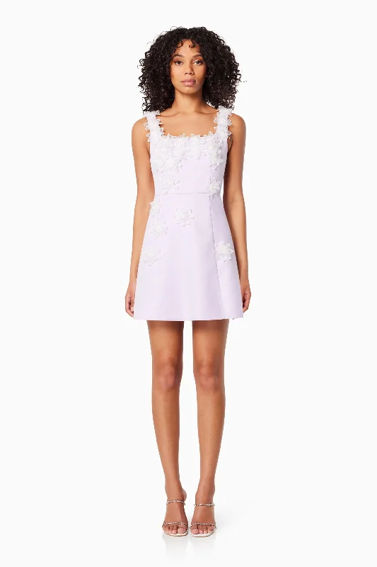 Weekend Big Discount Event Bruges 3D Floral Mini Dress In Purple