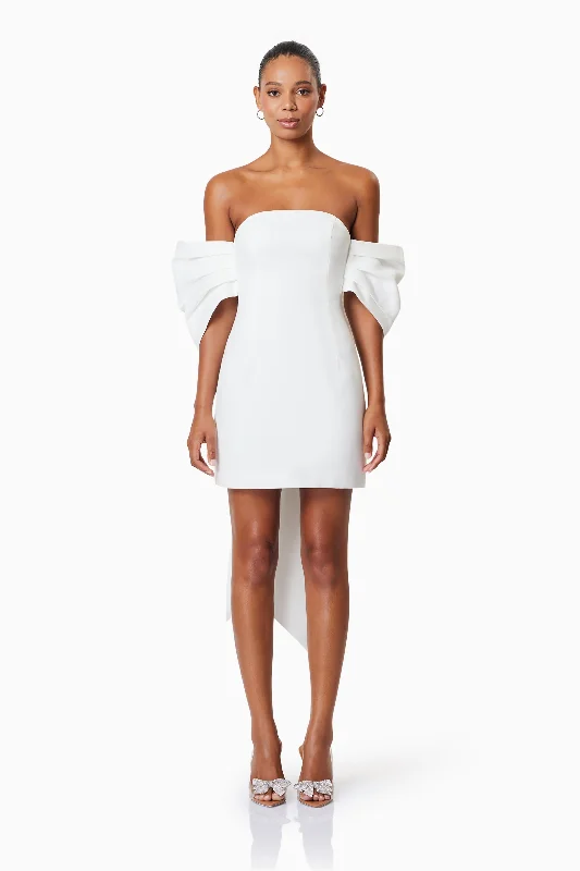 Calypso Bow Detail Mini Dress In White