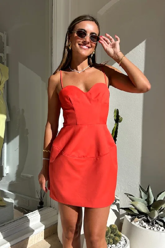 Weekend Mega Deals Doherty Peplum Mini Dress Coral