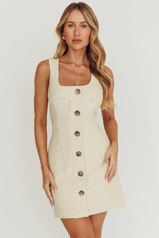 Weekend Special Discounts Celina Buttoned Knit Mini Dress Oat