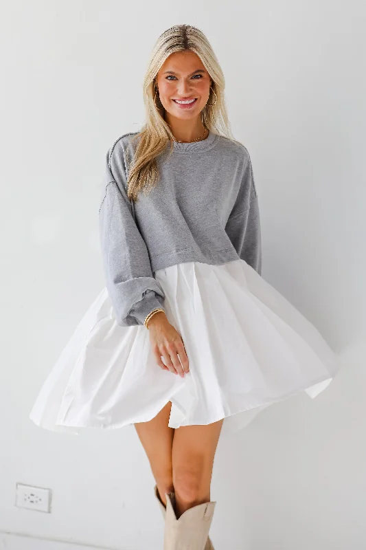 Savings Galore Contemporary Elegance Heather Grey Sweatshirt Dress