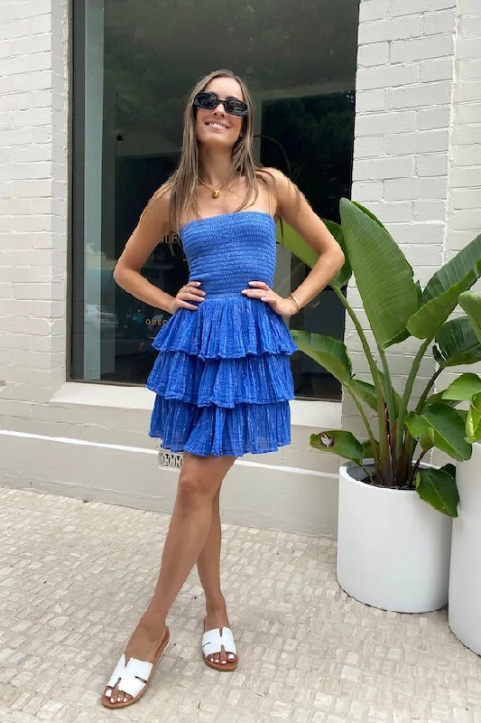 Limited Edition Doris Mini Dress Royal Blue/Gold