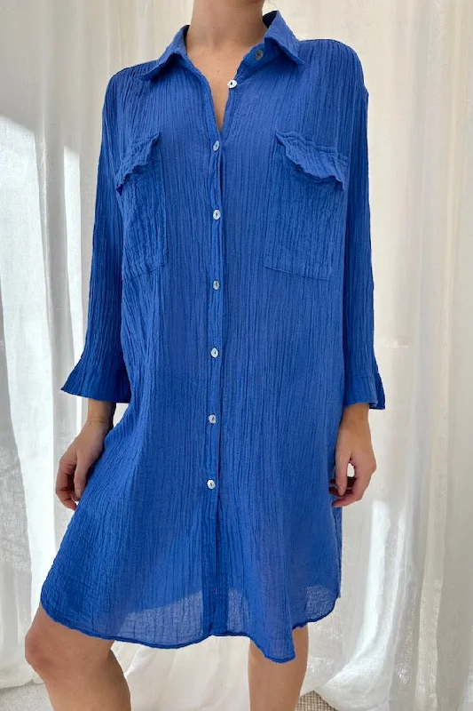 Best Deal of the Day Olina Shirt Dress Royal Blue