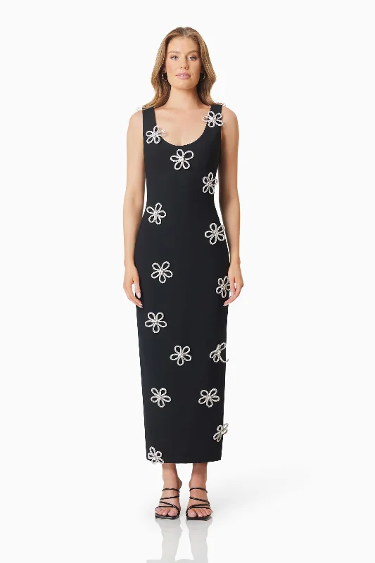 Last Chance Sale Delia Diamante Midi Dress In Black