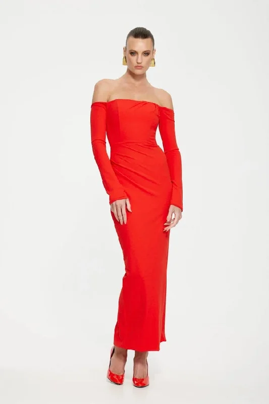 Deal Frenzy Kristie Midi Dress Cherry Red