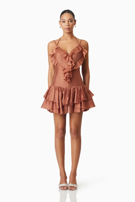 Extra Discount Fauna Party Mini Dress In Brown