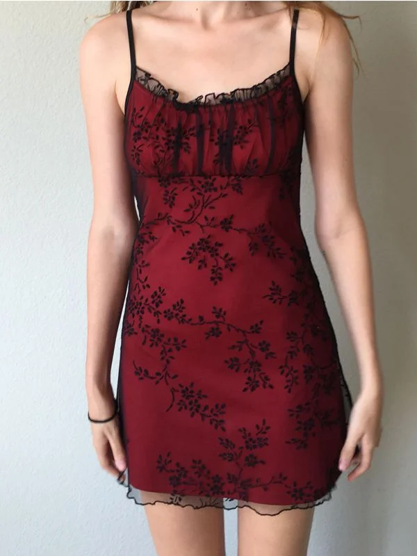 Offer of the Day Floral Mesh Paneled Mini Dress