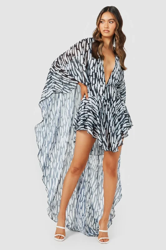 Weekend Bargain Shopping GABRIELLA PLAYSUIT - FEATHER PRINT