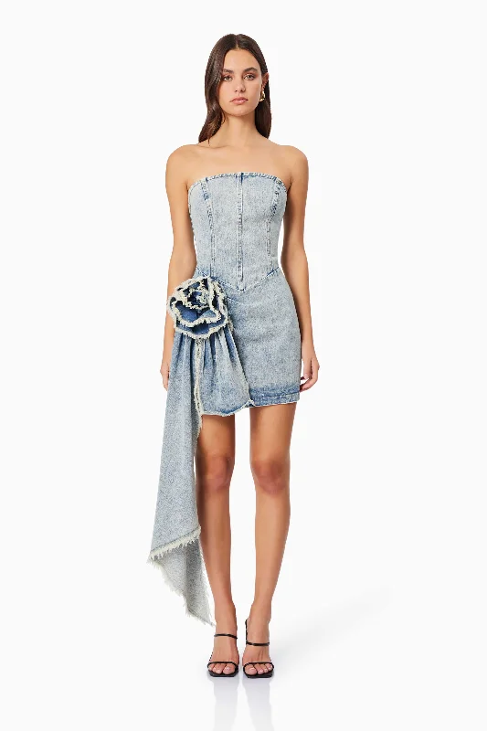 Weekend Steals and Deals Giselle Denim Mini Dress in Blue