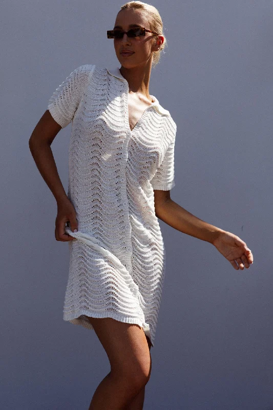 Glennon B Crochet Shirt Dress White