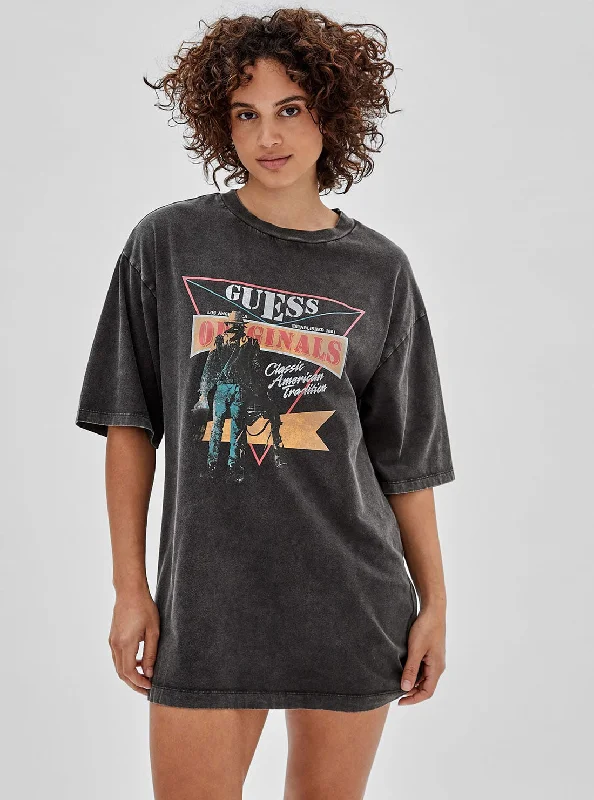 The Big Clearance Guess Originals Black Multi Aria Mini Shirt Dress
