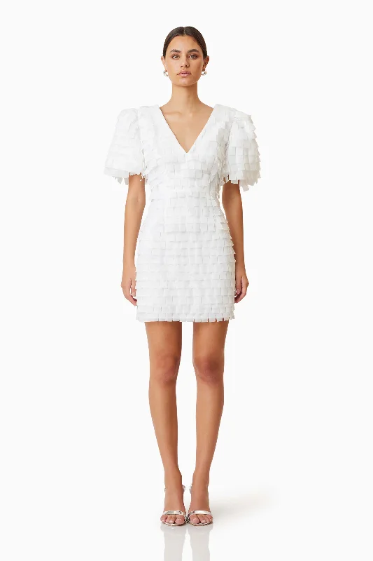 Hot Picks Hailey Textured 3D Mini Dress In White