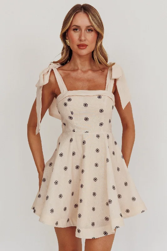 Weekend Flash Offers Jeanie Tied Shoulder Mini Dress Oat