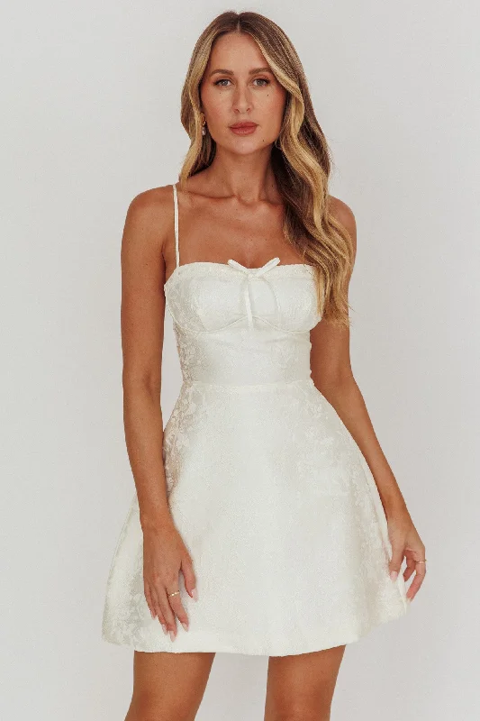 Weekend Sale Day Kyrah Lace-Up Back Mini Dress Cream
