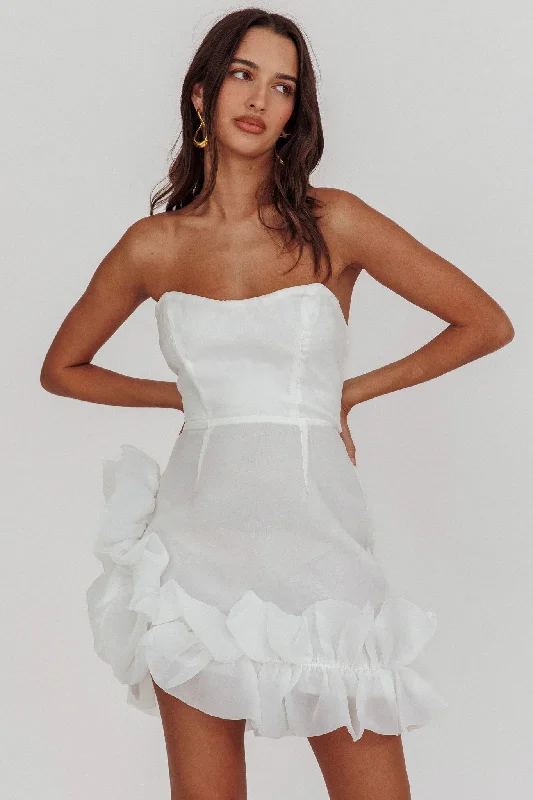 Weekend Deals You’ve Been Waiting For L'amour Toujours Frill Accent Mini Dress White