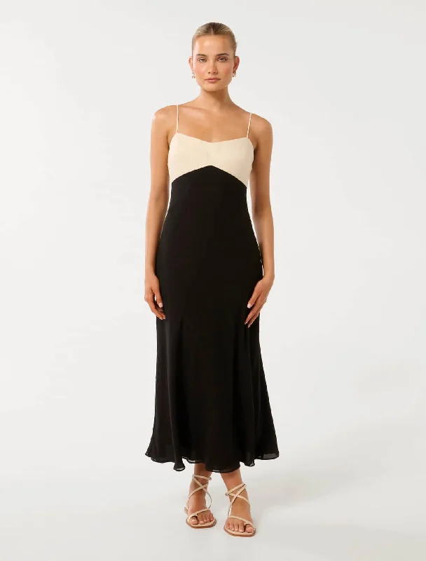 Weekend Wonders Lucia Colour Block Strappy Midi Dress