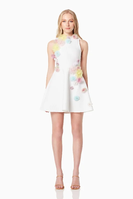 Weekend Steal of the Day Lyrics 3D Floral Mini Dress In White