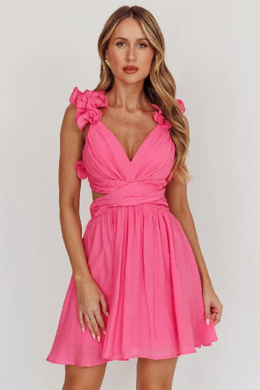 Weekend Buy More Save More Madara Lace-Up Back Mini Dress Hot Pink