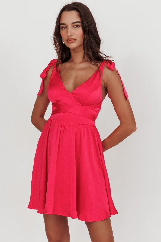 Weekend Savings Mania Majesty Tied Shoulder Mini Dress Hot Pink