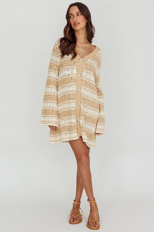 Shop More, Save More Maysah Button-Up Knit Shirt Dress Nude Ivory