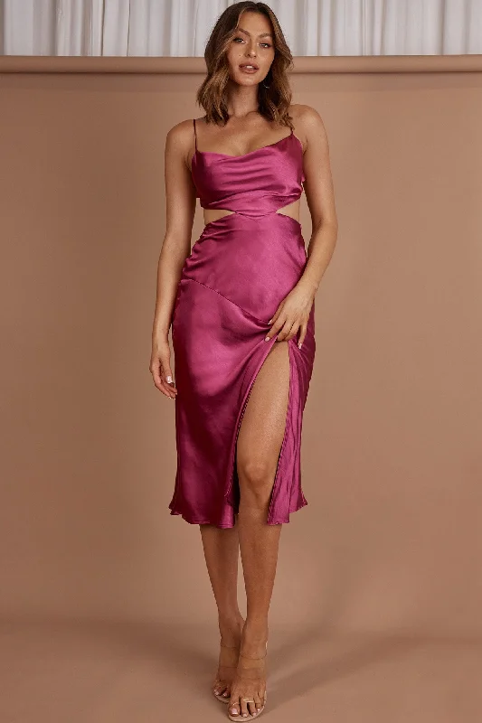 Weekend Bargain Blast Midnight Muse Strappy Back Midi Dress Fuchsia