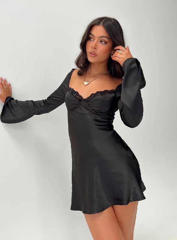 Weekend Sale Extravaganza Moniz Long Sleeve Mini Dress Black