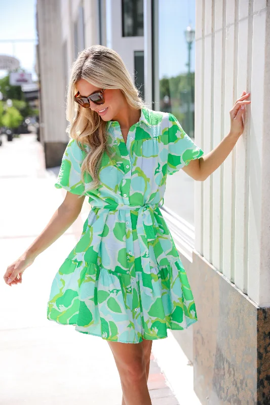 Sale Alert More Than Gorgeous Green Floral Mini Dress
