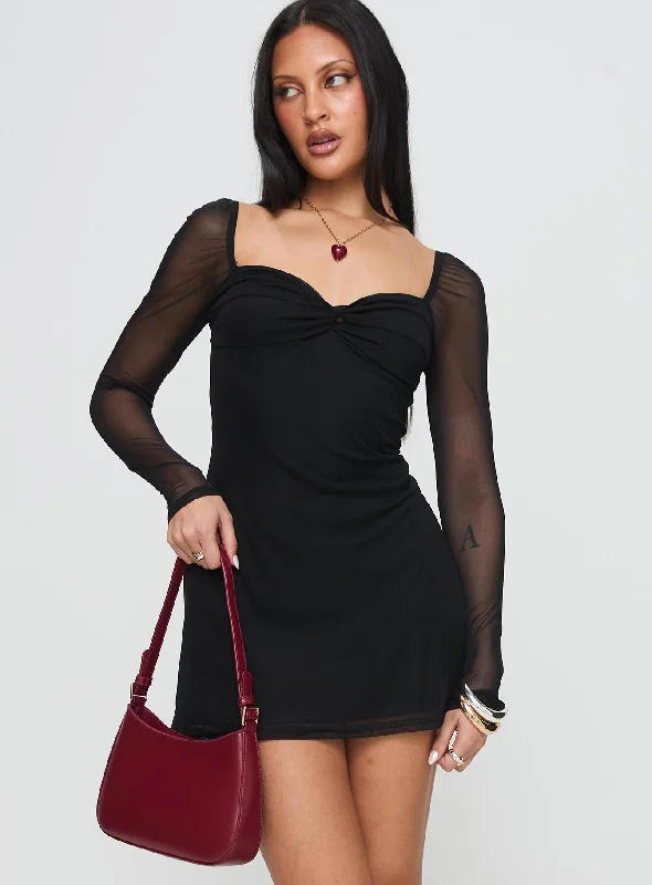 Hot Sale Items Nexies Long Sleeve Mini Dress Black
