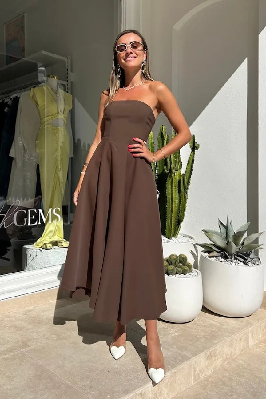 Exclusive Online Offers The Ultimate Muse Strapless Midi Dress Brown