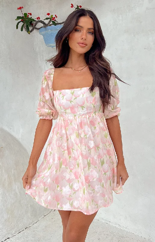 Special Price Drop Rubi Pink Floral Babydoll Mini Dress
