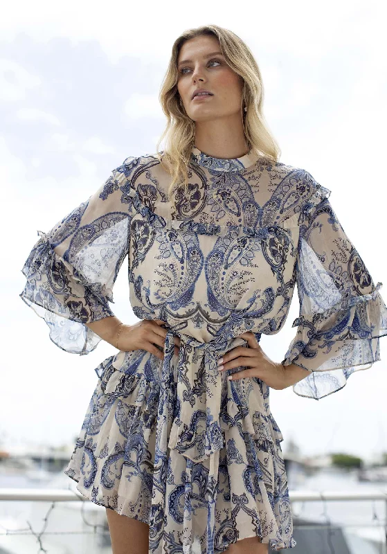 Today's Offer San Marco Ruffle Sleeve Mini Dress