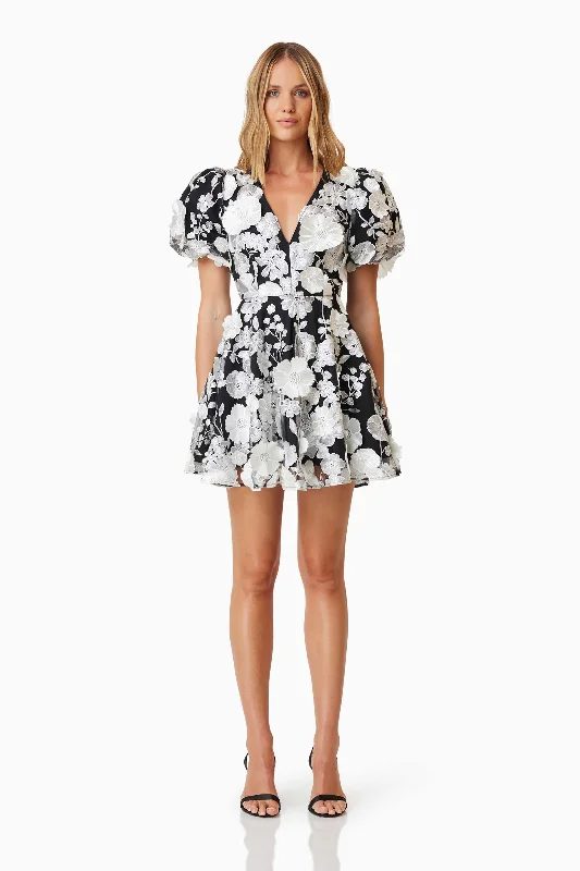 Offer Ending Soon Selene Floral Mini Dress In Black