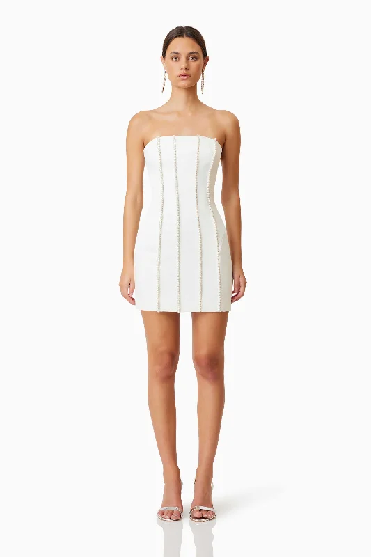 Crazy Price Cuts Sonnet Mini Strapless Pearl Dress In White