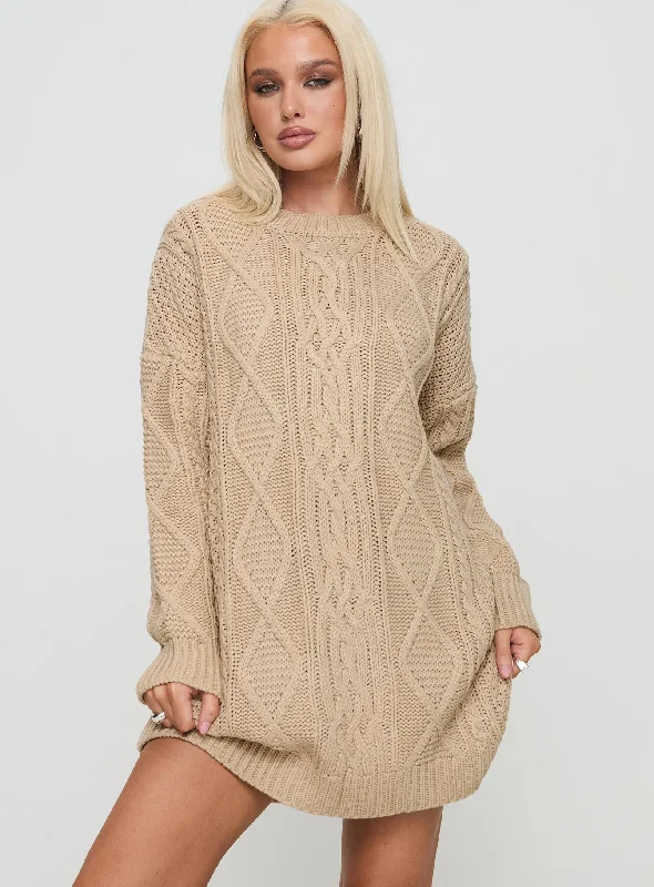 Best Price Guarantee Stellon Knit Sweater Mini Dress Latte