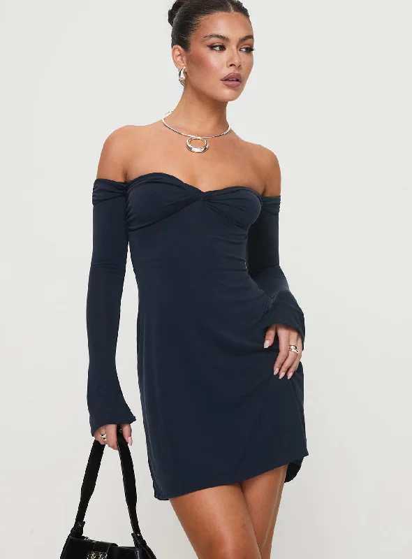 Hurry, While Stocks Last Suizie Off The Shoulder Mini Dress Navy